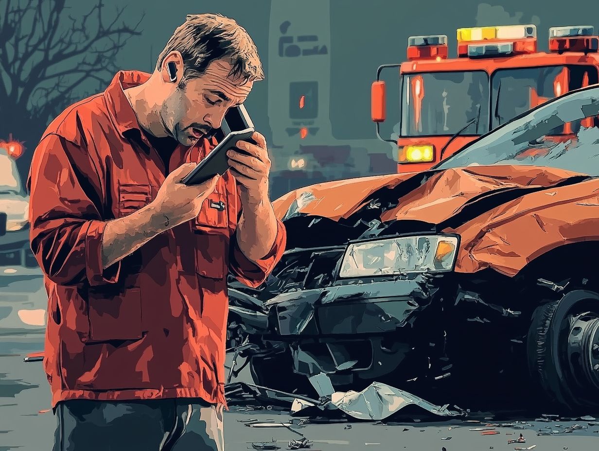 An illustration depicting the steps to file a police report after a car accident.