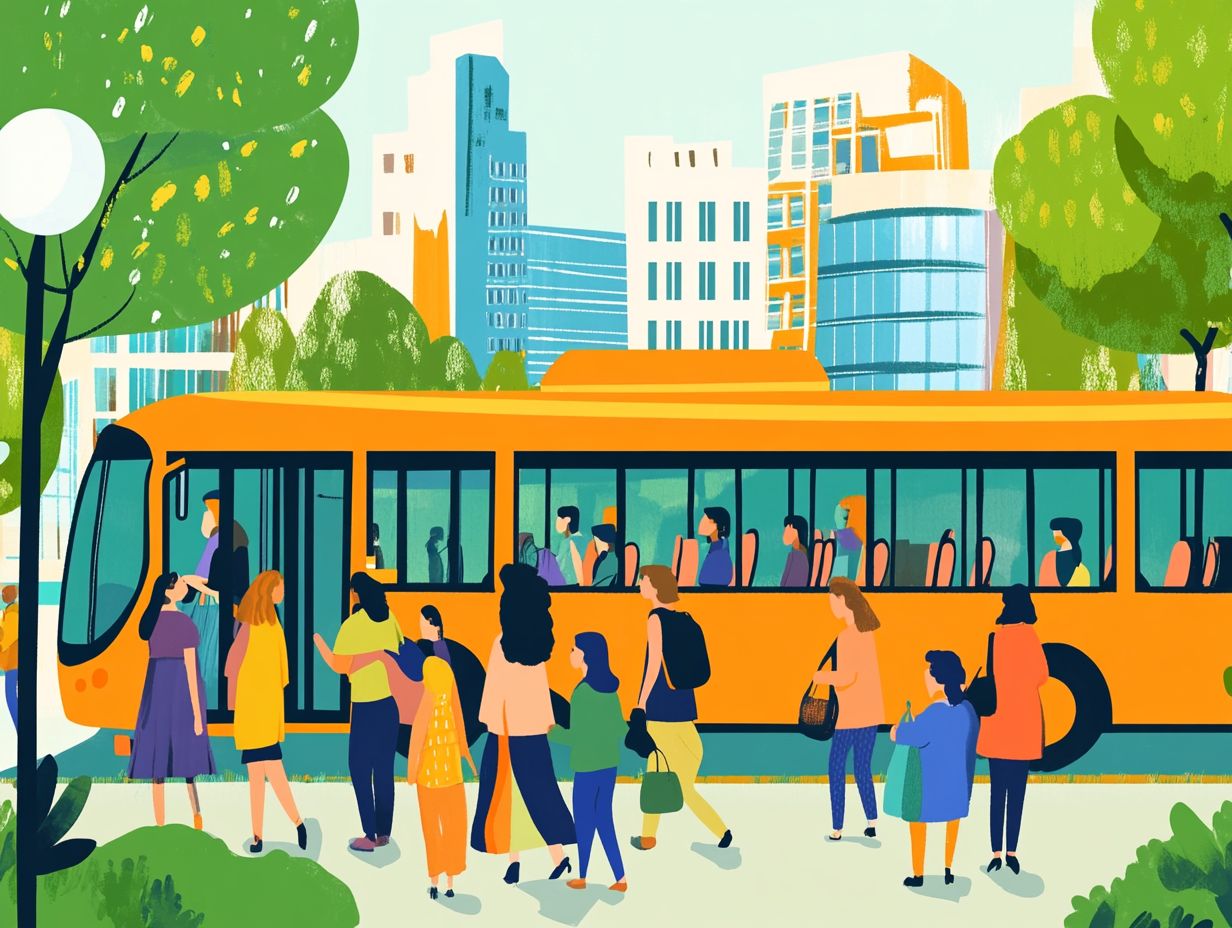 An illustration showing frequently asked questions about public transport