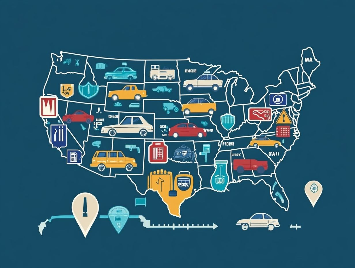 Infographic illustrating key differences in auto insurance across states.