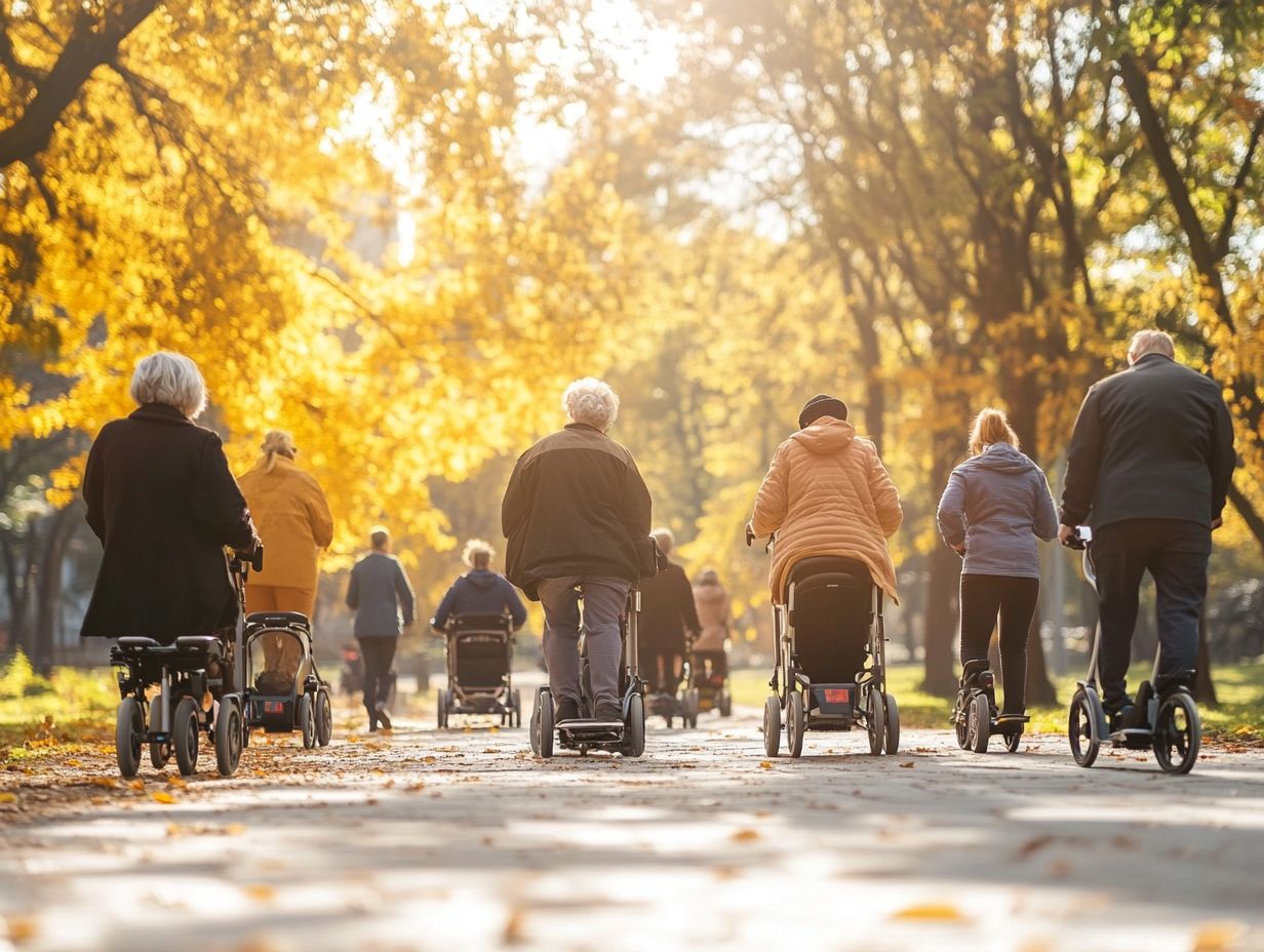 Illustration showing various personal mobility devices